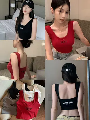 刺绣内搭运动吊带小背心女士夏季2024年新款美背抹胸外穿裹胸上衣商品大图