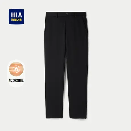 HLA/海澜之家加绒加厚休闲裤25秋冬新高腰直筒纯色商务通勤裤子男商品大图