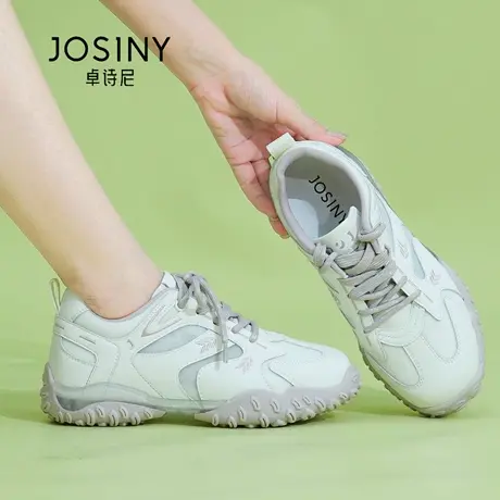 Josiny/卓诗尼秋季25时尚百搭运动鞋轻便软底休闲系带厚底德训鞋商品大图