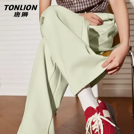 唐狮官方拼接直筒裤女款2026新款春秋款高腰显瘦运动休闲阔腿裤VB商品大图