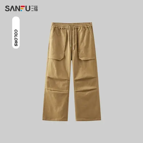 三福2023冬男士金属星星机能口袋伞兵裤 宽松工装休闲裤477160商品大图