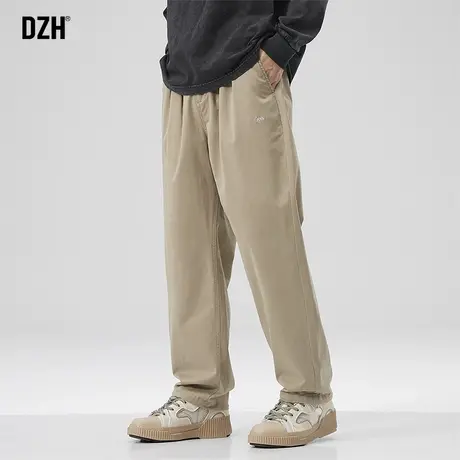 男士卡其色工装裤子男款秋季休闲男裤2023新款宽松直筒裤运动长裤商品大图