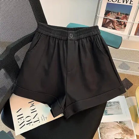 夏款梨型身材气质通勤休闲阔腿西装短裤女胖妹妹显瘦直筒五分热裤商品大图