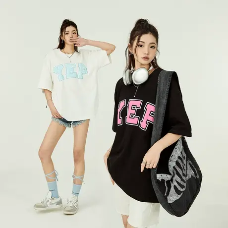 t恤新款2023夏季发泡工艺基础百搭宽松大版短袖女chic甜辣上衣图片