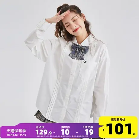 唐狮2022早春新款白衬衫女学院风百搭长袖衬衫小个子上衣女别致图片
