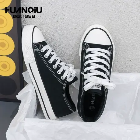 环球加绒保暖帆布鞋女鞋子经典冬季百搭舒适休闲舒适学生棉板鞋商品大图