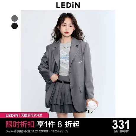乐町宽松时尚设计感外套女舒适上衣2023秋新品女装蝴蝶图案西装图片
