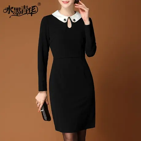 【1件7.9折】冬装新款气质优雅名媛修身显瘦针织连衣裙商品大图