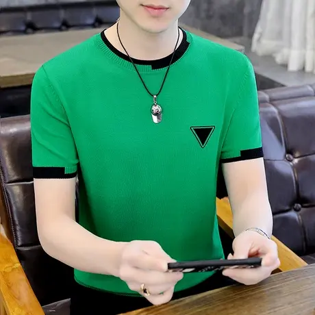 夏季男士t恤短袖潮流冰感打底体恤夏天半袖空调衫上衣服2022新款商品大图