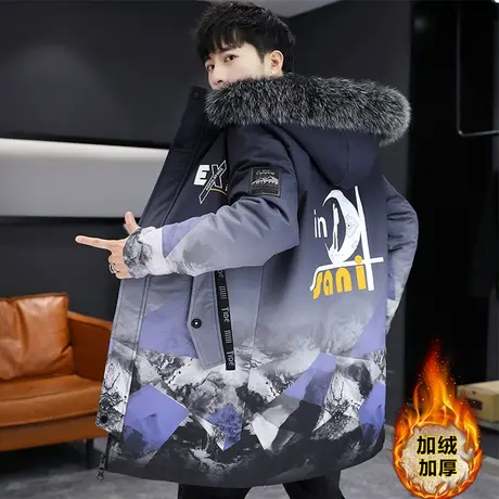 棉衣男冬季外套中长款风衣加绒加厚帅气夹克中国潮棉服棉袄派克服商品大图