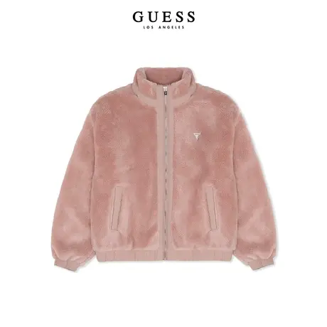 GUESS女士时尚短款纯色气质保暖仿高级感羊羔毛外套-RM4W4847商品大图