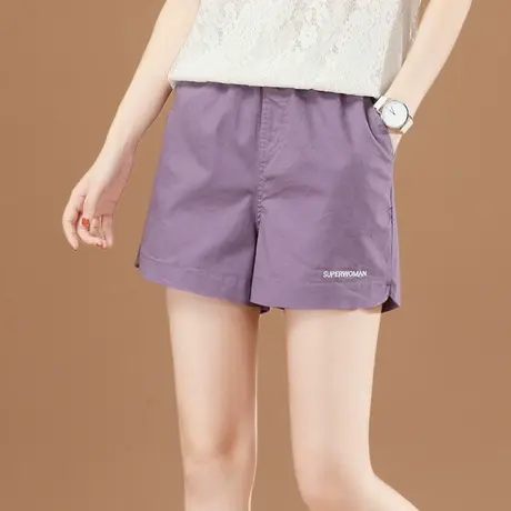 2024新款白色短裤女夏薄款宽松运动风休闲裤松紧腰哈伦阔腿热裤子商品大图