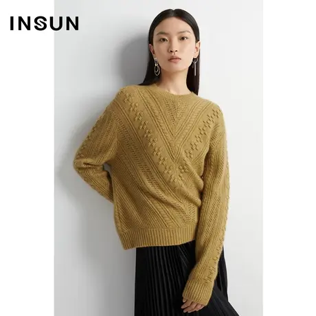 恩裳奥莱冬季立体勾花宽松百搭毛针织衫商品大图