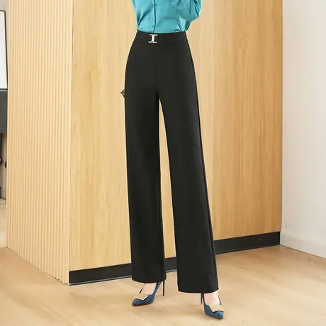 坠感阔腿西装裤女2023秋季新款高腰显瘦长裤气质通勤职业裤直筒裤商品大图