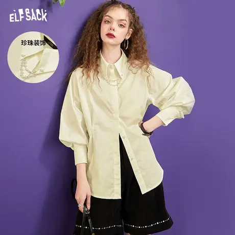 妖精的口袋纯色法式衬衫2023秋季新款长袖气质小衫内搭甜美上衣潮图片