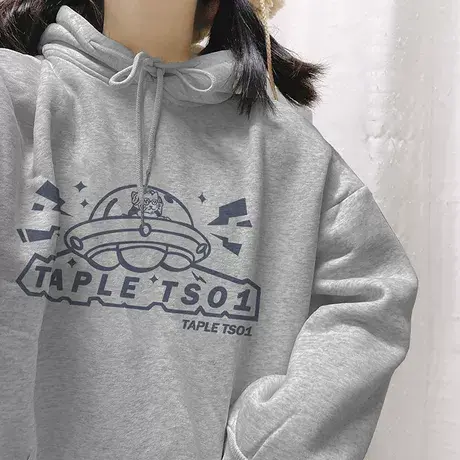 秋冬ins连帽卫衣女学生加绒加厚韩版宽松大码BF港风百搭薄款外套图片