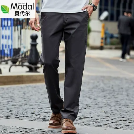 2023年夏季莫代尔商务休闲裤男宽松直筒大码弹力阔腿百搭工装长裤商品大图
