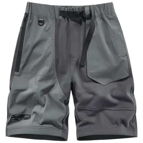 VIP拼接机能工装短裤男夏季设计感休闲五分裤重磅美式运动卫裤潮商品大图