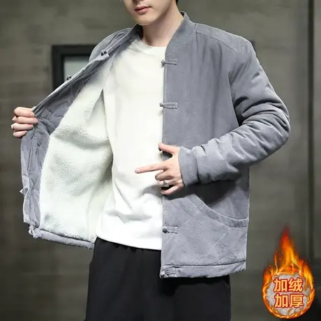 冬2023男棉袄羊羔毛内胆有内口袋加厚加绒棉衣加肥加大码保暖外套图片