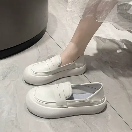 厚底防滑白色护士鞋女不累脚2023年春秋新款平底单鞋一脚蹬小白鞋商品大图