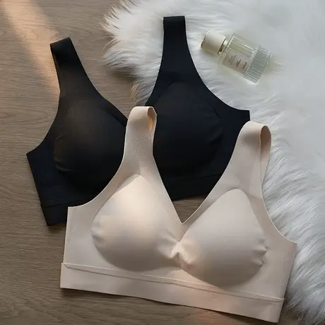 小胸聚拢内衣女舒适无痕微外扩背心式胸罩无钢圈收副乳防下垂文胸图片