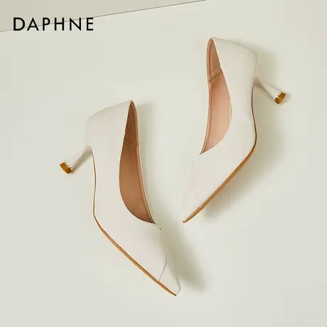 达芙妮高跟鞋女夏季法式白色裸色细跟凉鞋尖头气质2022年新款单鞋图片