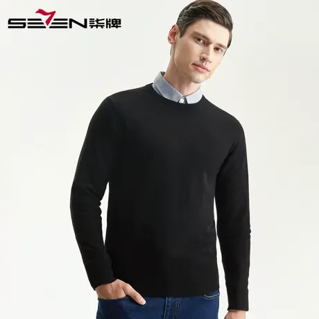 柒牌男装清仓羊毛衫秋冬商务休闲圆领针织衫修身打底毛衣男图片