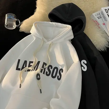 春秋季纯棉美式卫衣外套男潮牌2024新款连帽宽松加厚加绒oversize商品大图