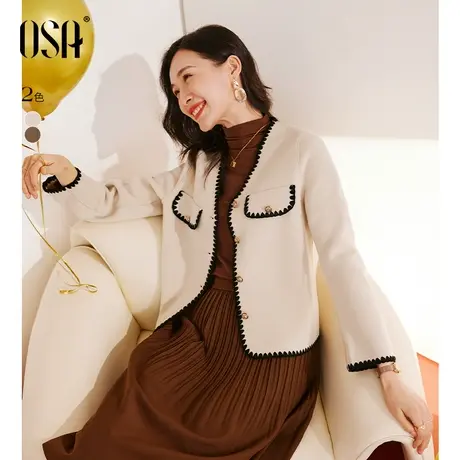 OSA欧莎小香风高级感小个子双面呢短款外套女士秋冬季2023年新款商品大图