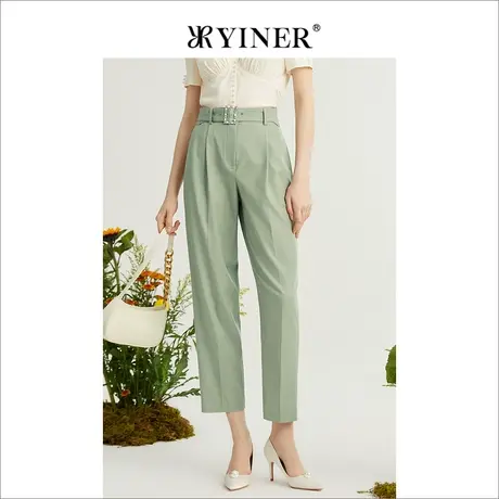 YINER音儿女装夏季高腰休闲裤薄款直筒裤商品大图