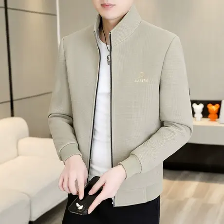 春秋季新款立领男装上衣服男士休闲痞帅刺绣夹克潮流时尚简约外套商品大图