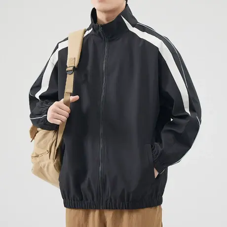 春季男生美式高端撞色冲锋衣外套春秋款春装新款情侣翻领夹克上衣商品大图