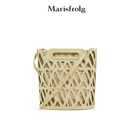 【女士包袋】玛丝菲尔春新款杏色软水晶小牛皮镂空设计斜跨包图片