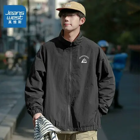 EI真维斯日系简约复古工装立领夹克男士春秋季潮流高级感休闲外套商品大图