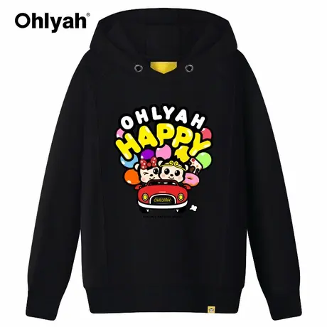 Ohlyah品牌2023春秋韩版宽松情侣女装卫衣连帽黑色大码潮学生上衣商品大图