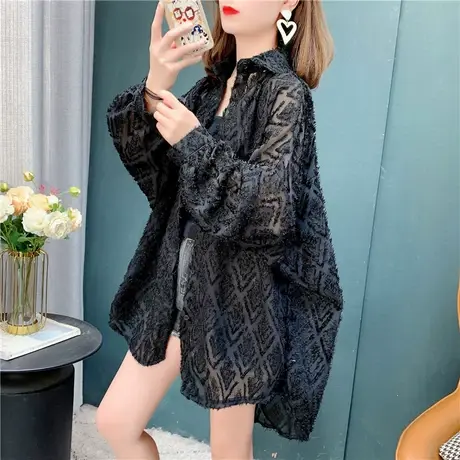 宽松休闲流苏中长款衬衫女2023年新款春秋洋气设计感小众衬衣外套商品大图