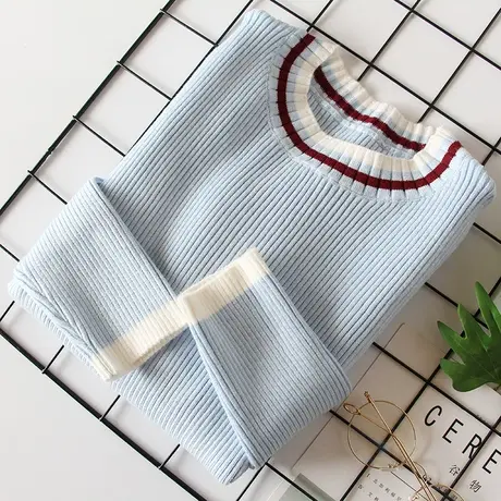 时尚低领打底衫女春秋季2023新款针织修身毛衣内搭长袖气质休闲潮商品大图