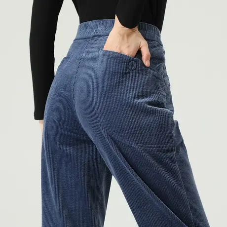 灯芯绒裤子女秋冬2023新款加绒条绒女裤妈妈休闲九分萝卜裤哈伦裤商品大图