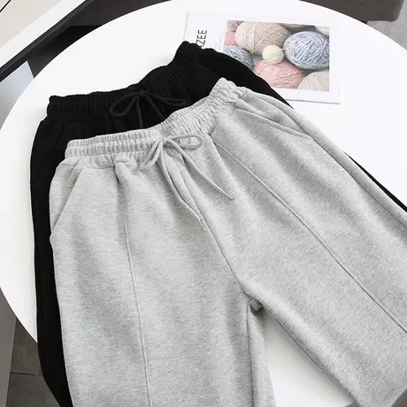 灰色运动裤女宽松束脚裤春秋季薄款显瘦百搭2021新款休闲卫裤子潮图片