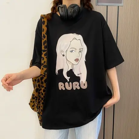 纯棉短袖t恤女夏2021新款宽松韩版设计感小众chic港味上衣服ins潮商品大图