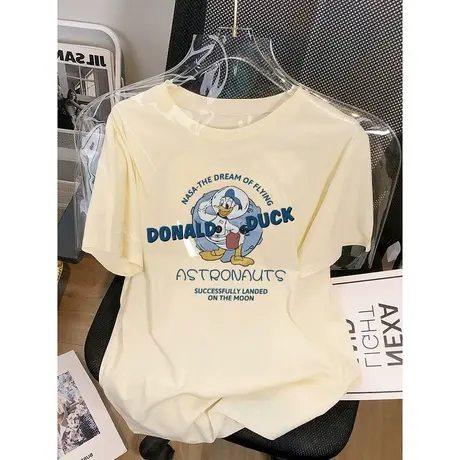 美式卡通大码oversize纯棉t恤女夏季半袖宽松短袖ins潮设计感上衣商品大图