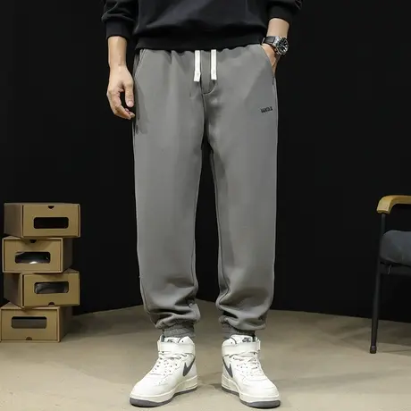 拼接运动裤男士秋冬款大码2023新款休闲黑色裤子束脚卫裤秋冬男裤商品大图