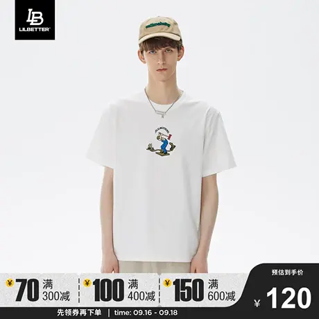Lilbetter白色t恤男新款打底衫男美式体恤潮牌半截袖圆领学生短袖图片