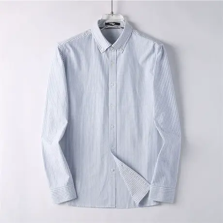 休闲纯棉衬衫男修身春秋季长袖商务条纹衬衣免烫寸衫男士外套潮流商品大图