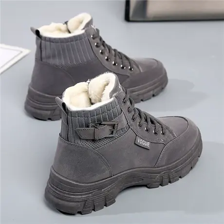 2023年冬季新款加绒老爹鞋运动休闲高帮鞋厚底马丁短靴ins棉鞋女商品大图