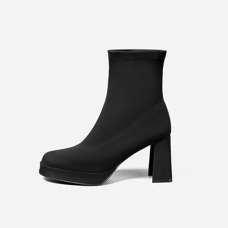 Nine West/玖熙2023年冬季新款短靴女圆头超高跟弹力靴子时装靴图片
