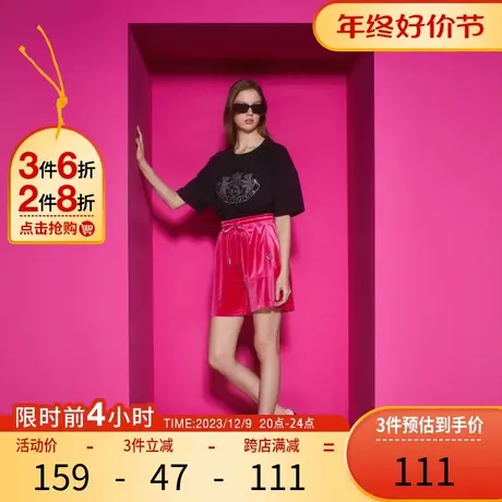 Juicy Couture橘滋2023新款重工 logo 烫钻短袖T恤商品大图