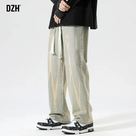 男士水洗黄泥牛仔裤男潮牌春夏2023新款美式休闲裤hiphop裤子直筒商品大图