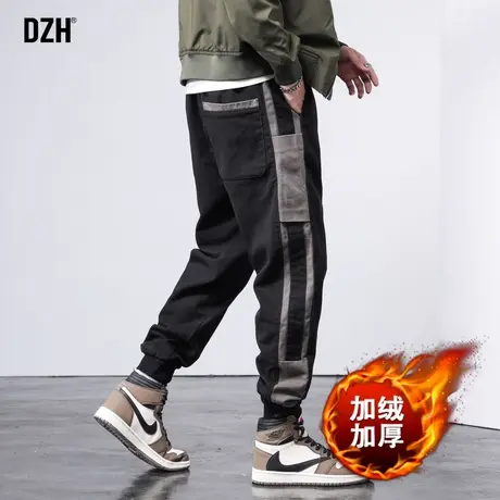 男士休闲裤加绒裤男冬季加厚抓绒裤青少年加绒裤子潮牌束脚工装裤商品大图