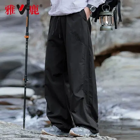 【梭织肌理感】雅鹿2025夏季新款阔版工装裤男士直筒户外休闲裤男商品大图
